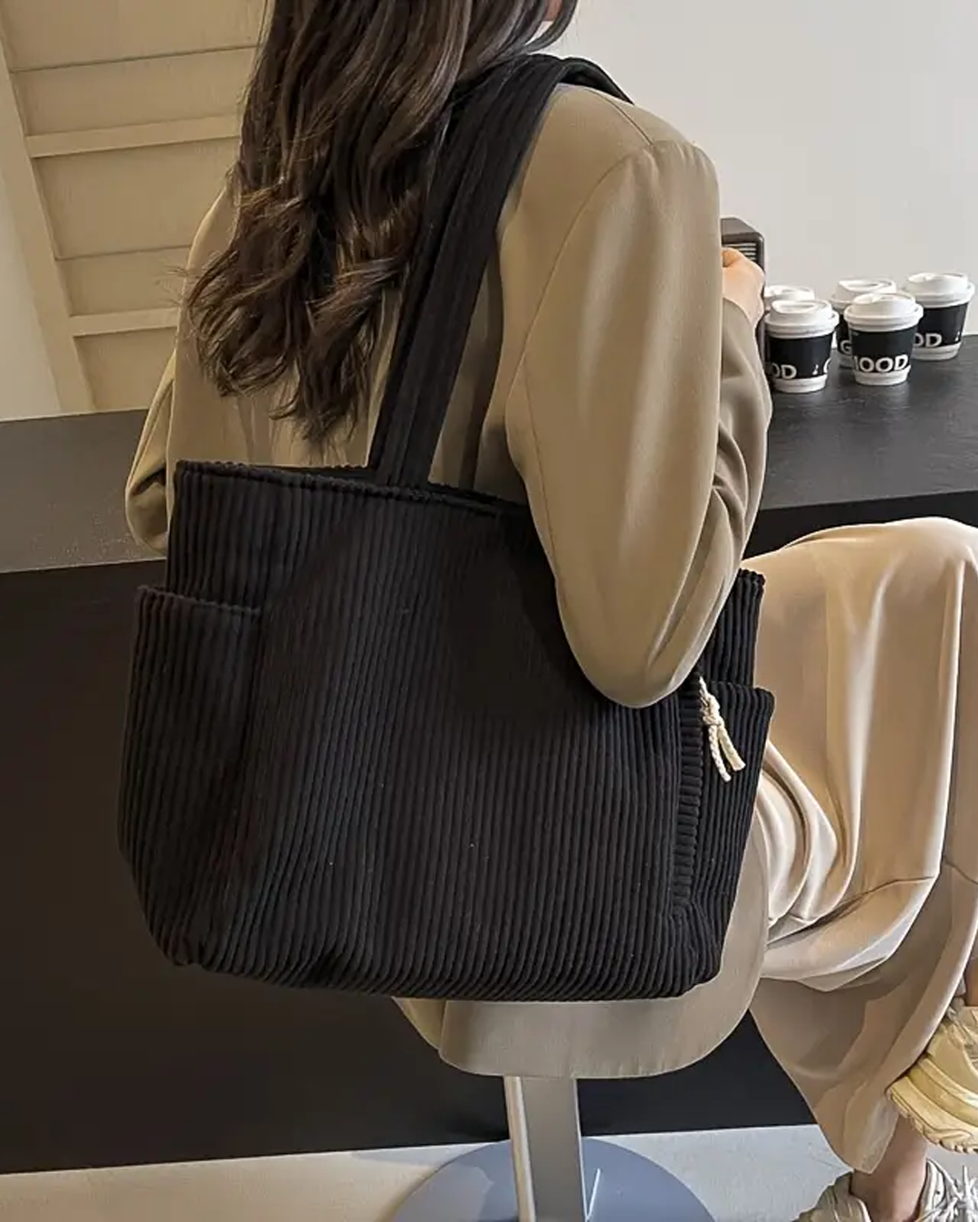 Lysiana Tilda |  Textured Tote with Cord Detail