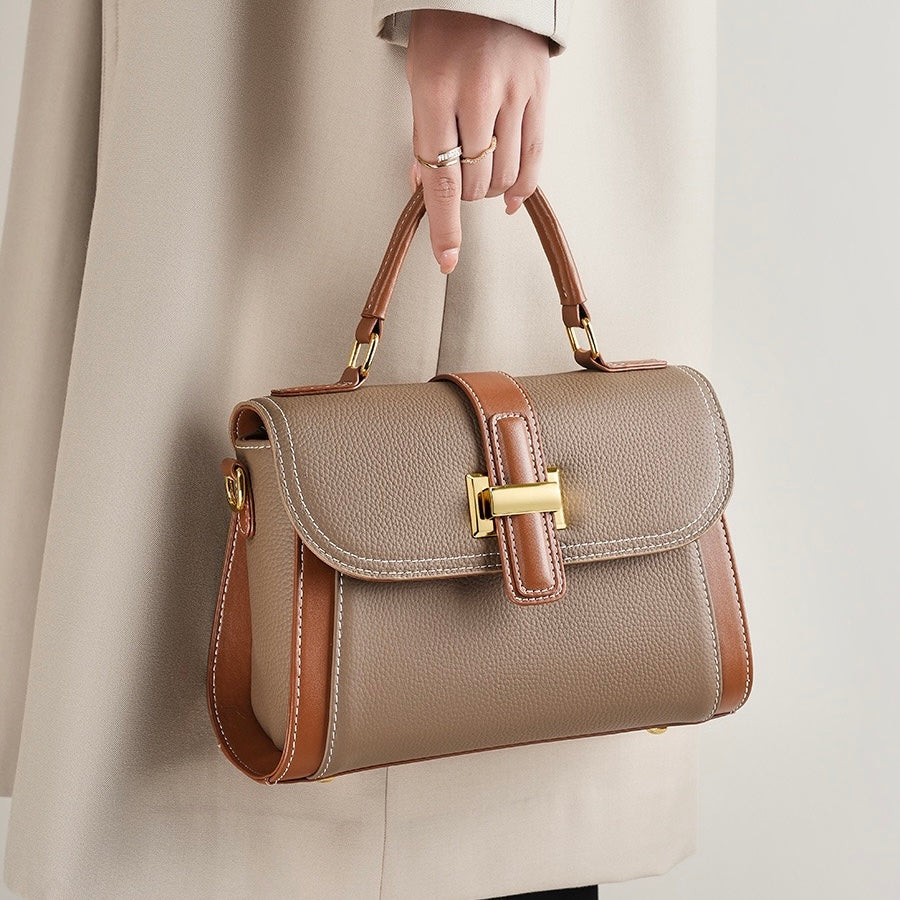 Lysiana | Structured Leather Top Handle Bag