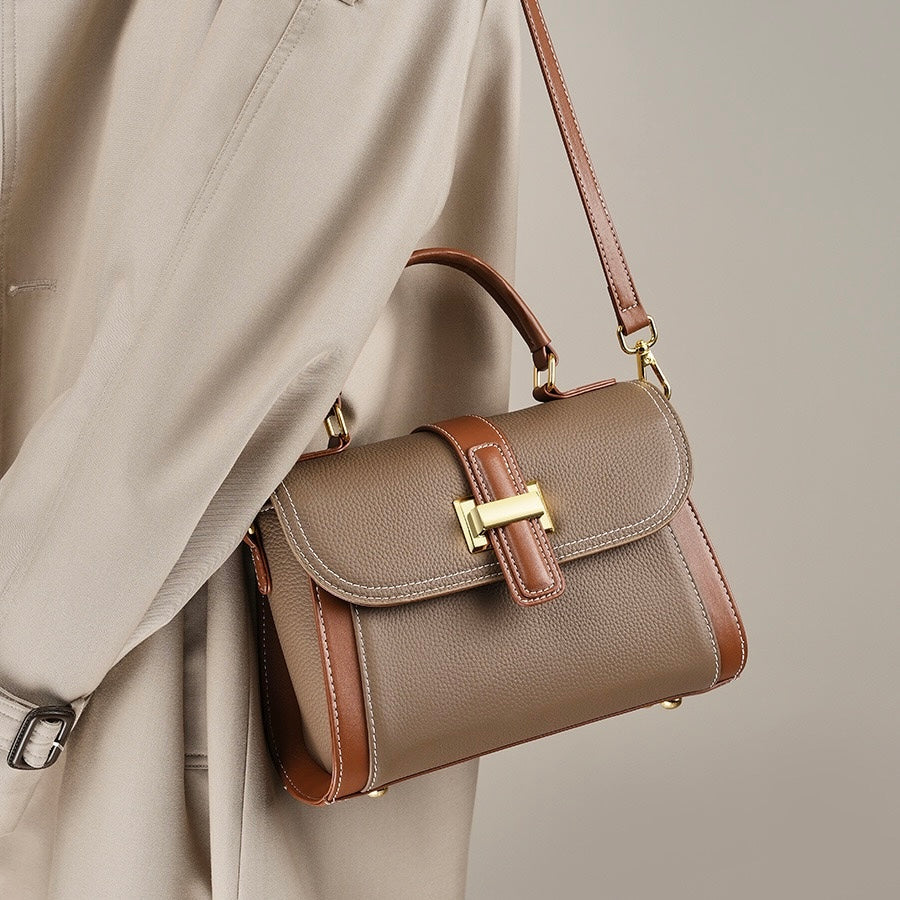 Lysiana | Structured Leather Top Handle Bag