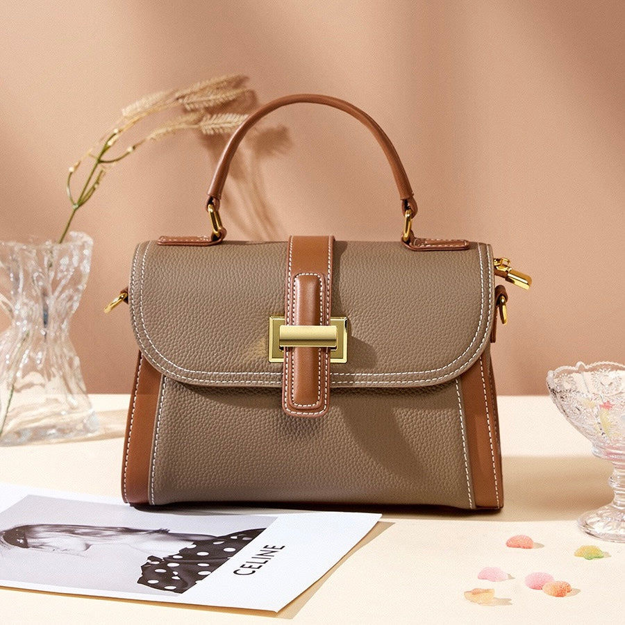 Lysiana | Structured Leather Top Handle Bag