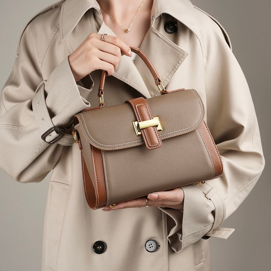 Lysiana | Structured Leather Top Handle Bag