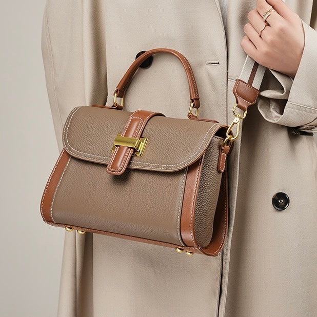 Lysiana | Structured Leather Top Handle Bag