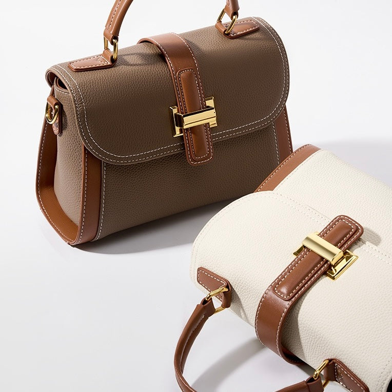 Lysiana | Structured Leather Top Handle Bag