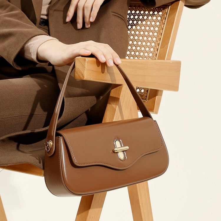 Lysiana | Genuine Leather Baguette Shoulder Bag