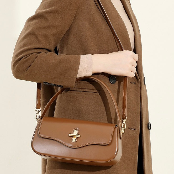 Lysiana | Genuine Leather Baguette Shoulder Bag