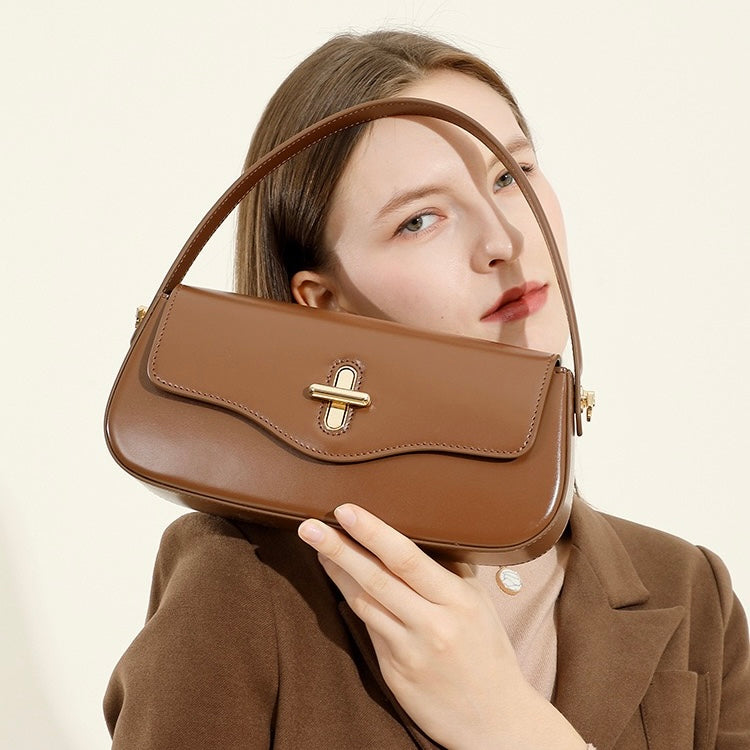 Lysiana | Genuine Leather Baguette Shoulder Bag