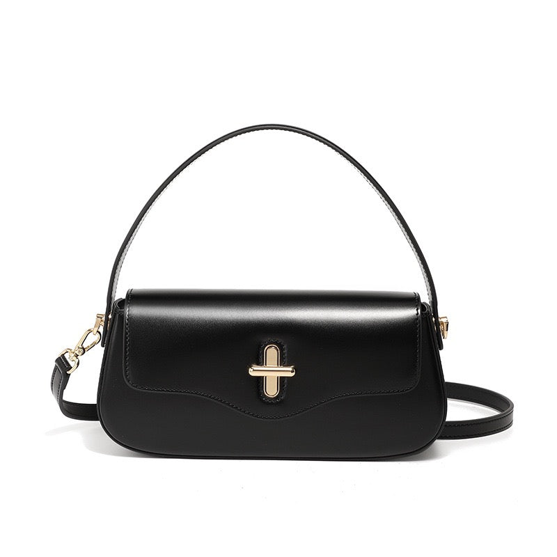 Lysiana | Genuine Leather Baguette Shoulder Bag