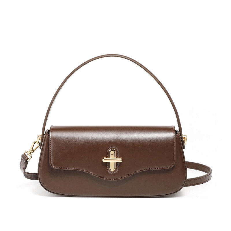 Lysiana | Genuine Leather Baguette Shoulder Bag