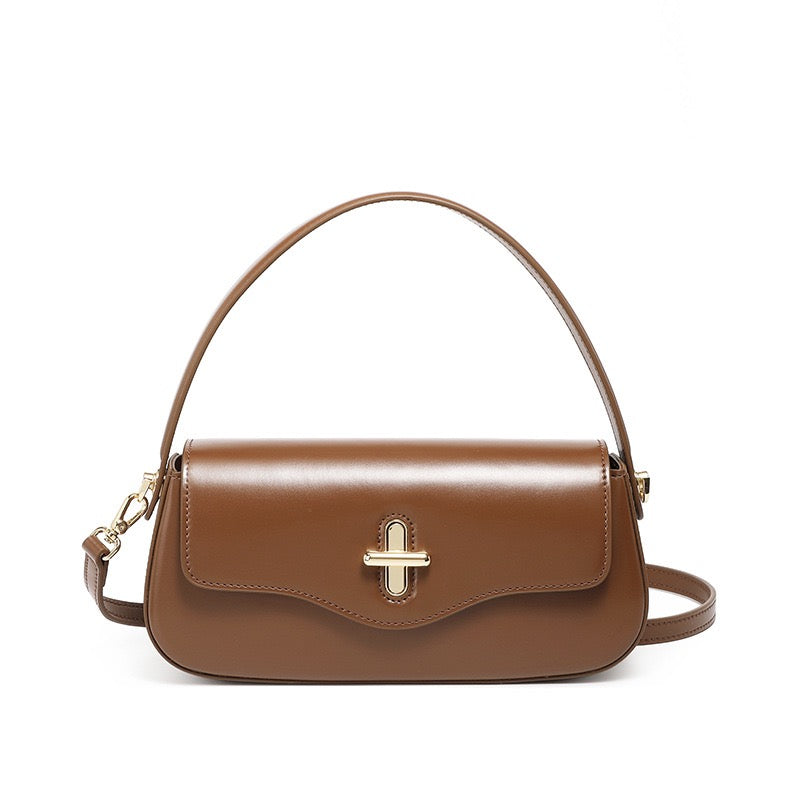 Lysiana | Genuine Leather Baguette Shoulder Bag