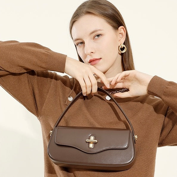 Lysiana | Genuine Leather Baguette Shoulder Bag