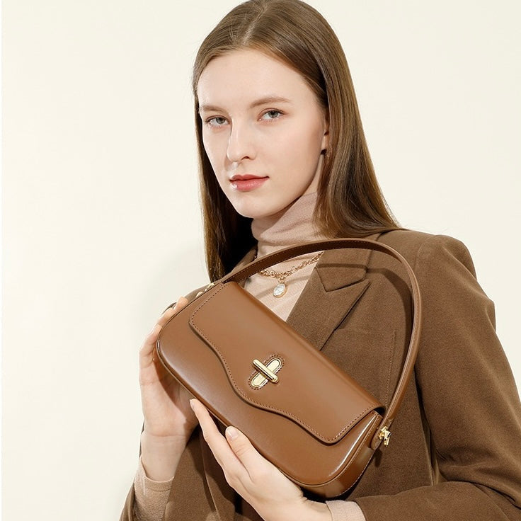 Lysiana | Genuine Leather Baguette Shoulder Bag
