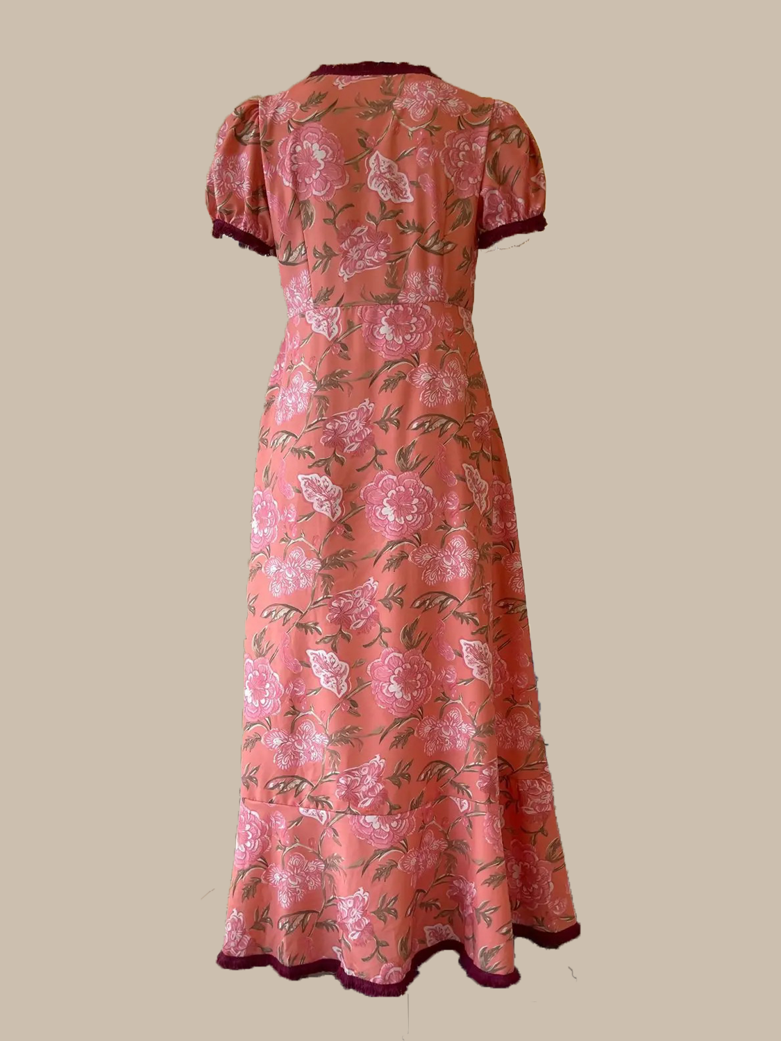 Elegant Pink Short Sleeve Maxi Dress
