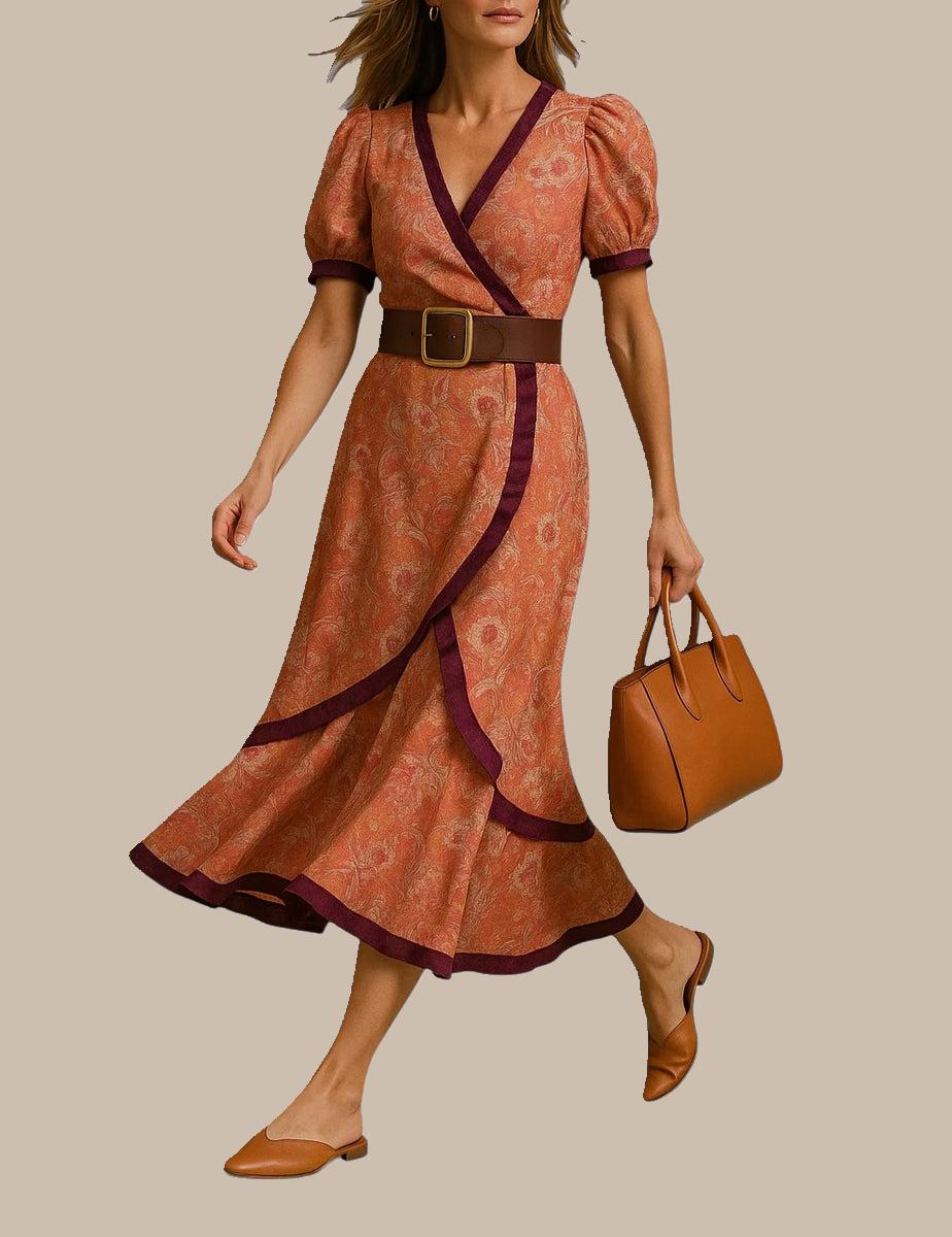 Elegant Pink Short Sleeve Maxi Dress