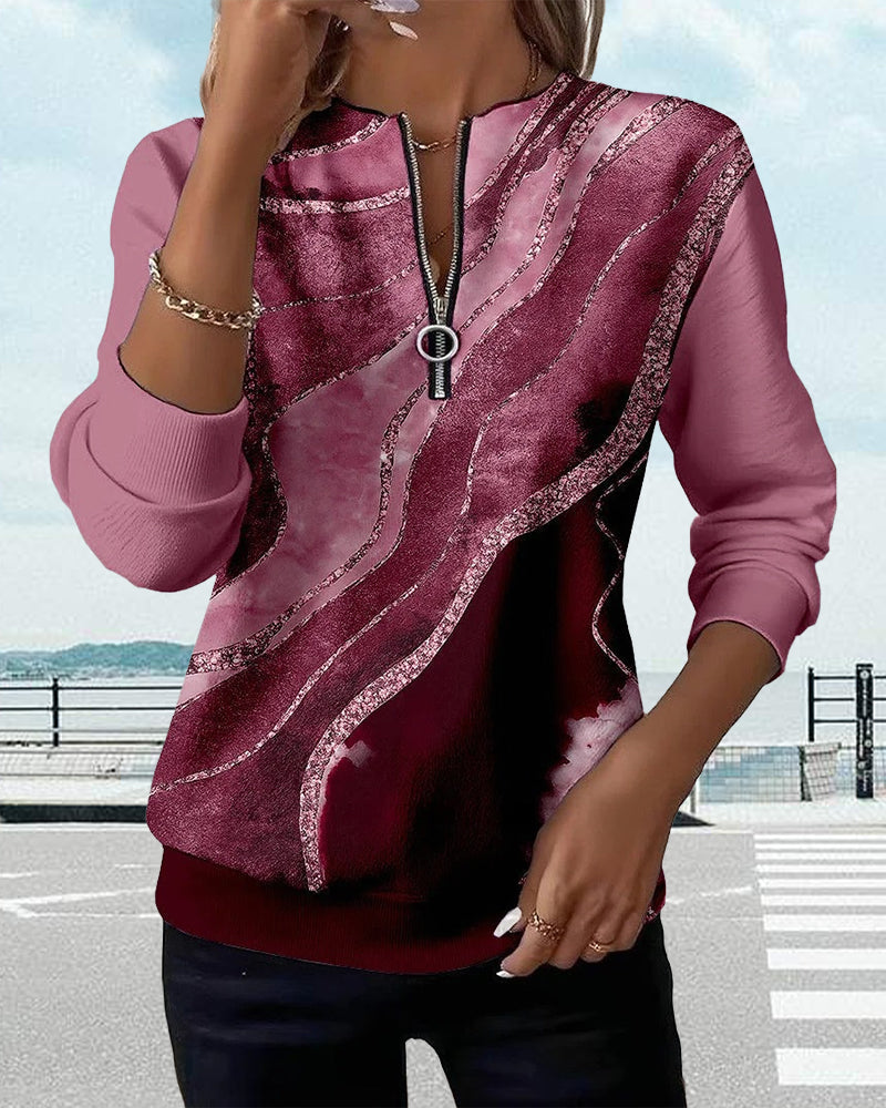 Lera | Half-zip sweatshirt with vintage print