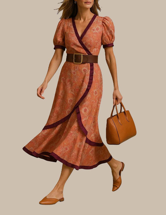 Elegant Pink Short Sleeve Maxi Dress