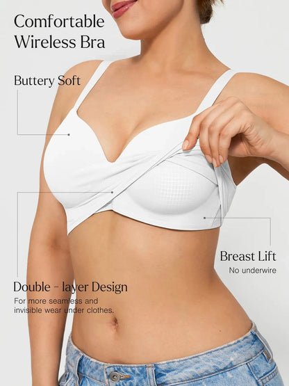Seamless Wireless V-Neck Push-Up Bra