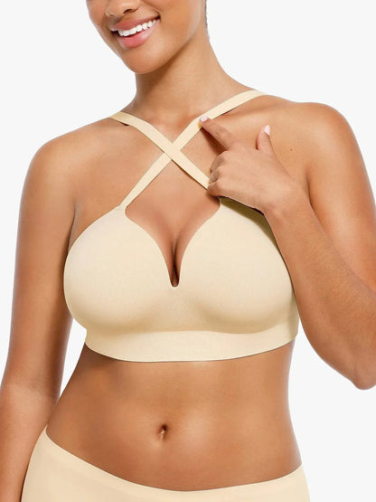 Seamless Wireless V-Neck Push-Up Bra